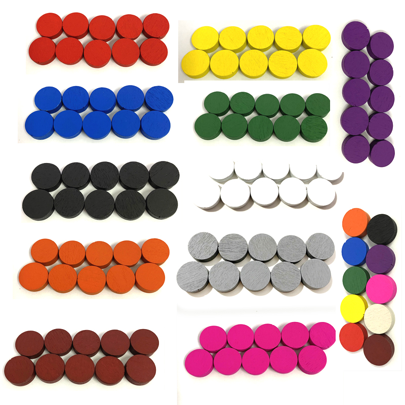 Board Game Root - 50pieces 15*5MM 11 Colors Wooden Disk